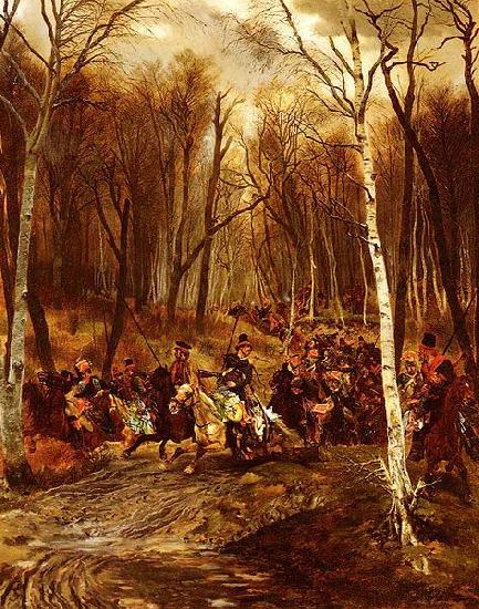 Edouard Detaille Cossacks Attacking a squad of the Gardes d'honneur from the Jeune Garde Imperiale Sweden oil painting art